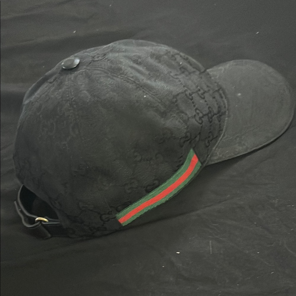 Black Gucci Cap with Green and Red Stripe